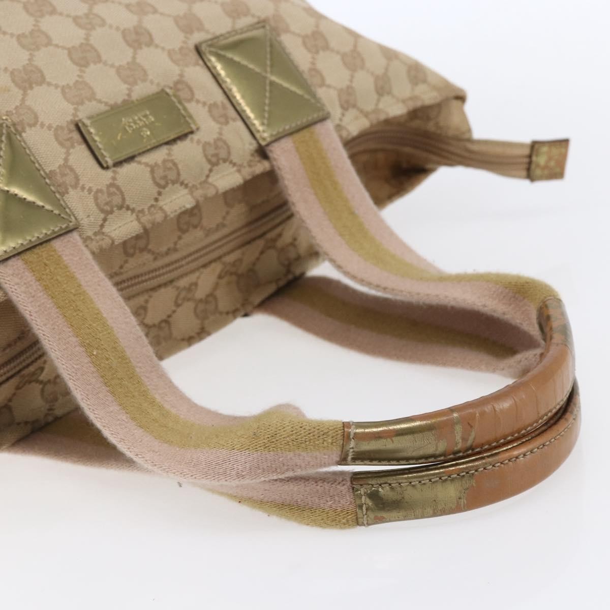 Gucci GUCCI GG Canvas Sherry Line Tote Bag Beige Pink 131231 Authentic 153359
