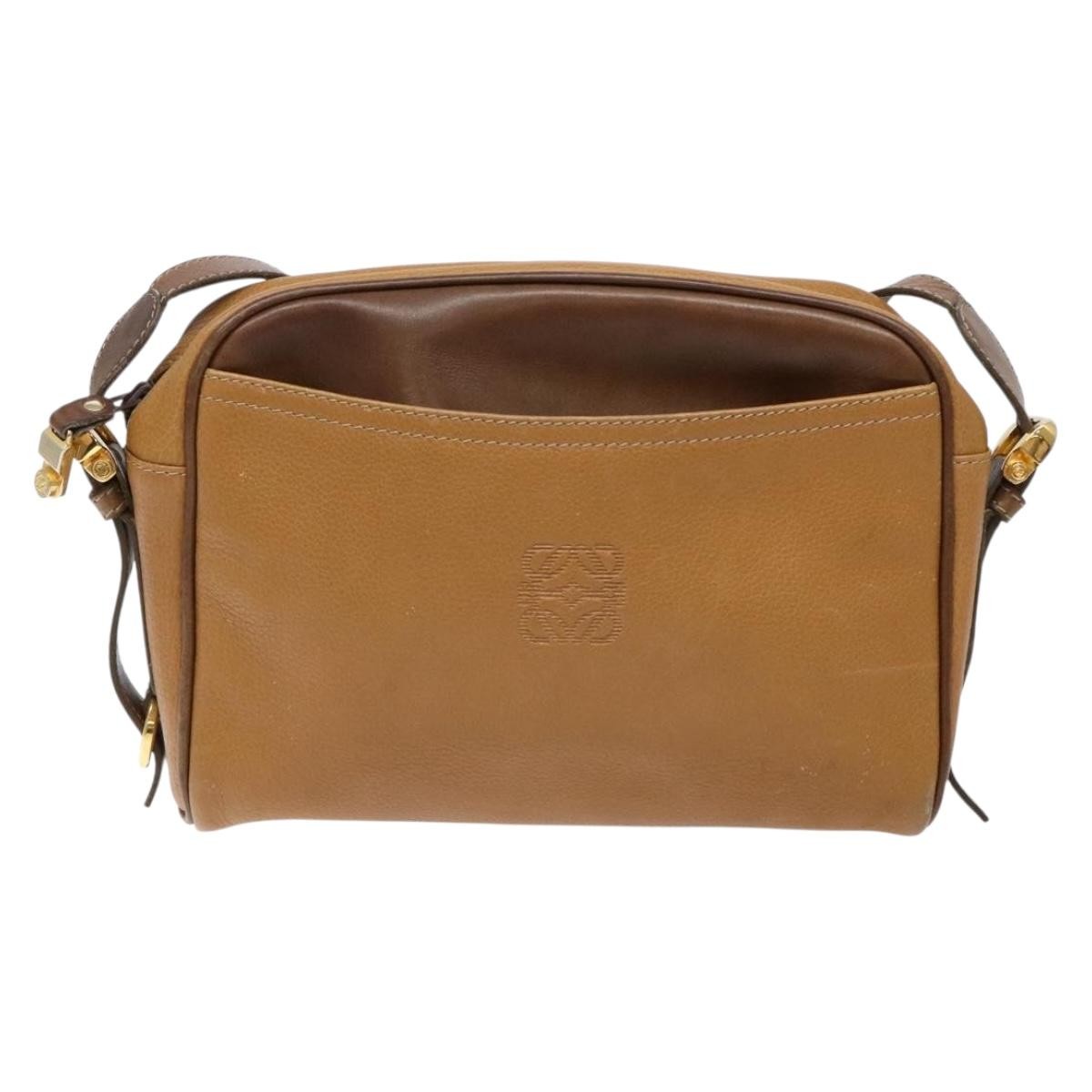 Loewe LOEWE Shoulder Bag Leather Brown Gold Authentic am8960