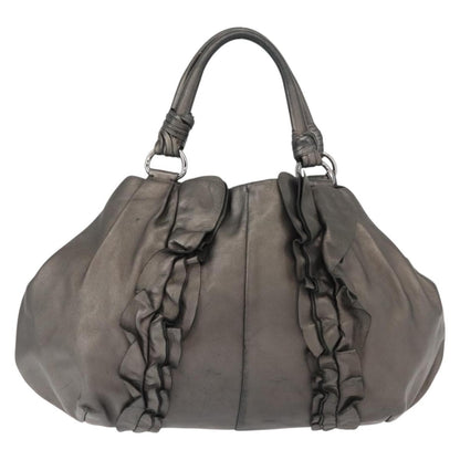 Prada PRADA Tote Bag Leather Gray Silver Authentic 146806