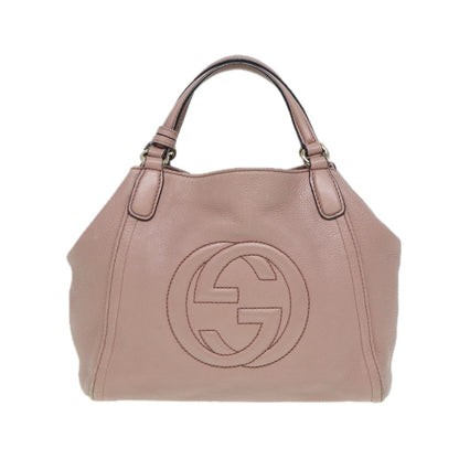 Gucci GUCCI Soho Hand Bag Leather 2way Gold Pink 336751 Authentic am6760