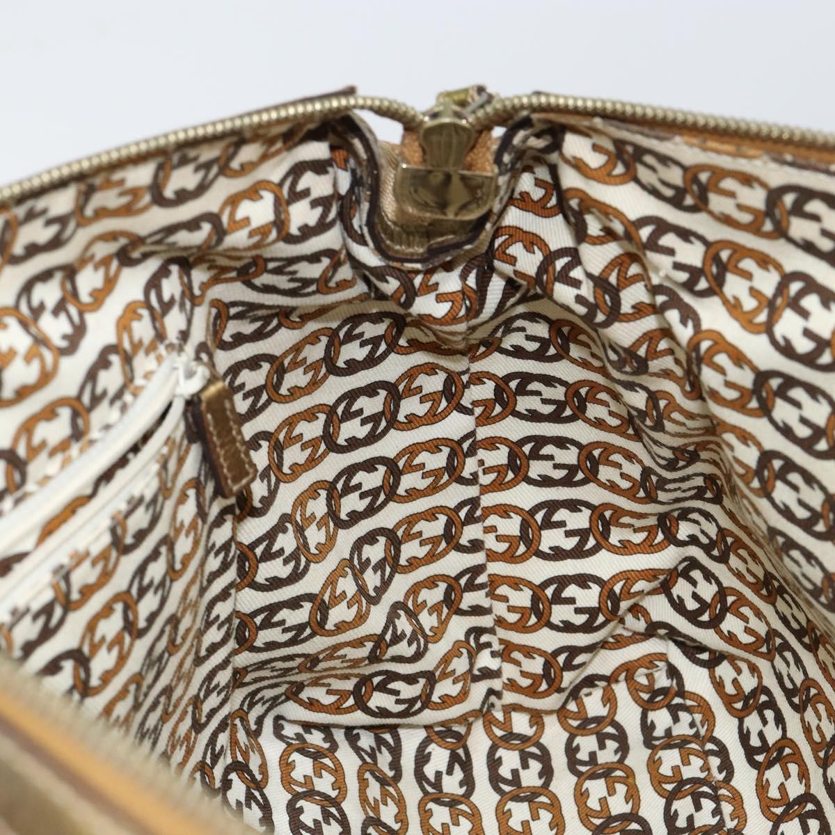 Gucci GUCCI GG Canvas Shoulder Bag Beige Gold 177052 Authentic 121395
