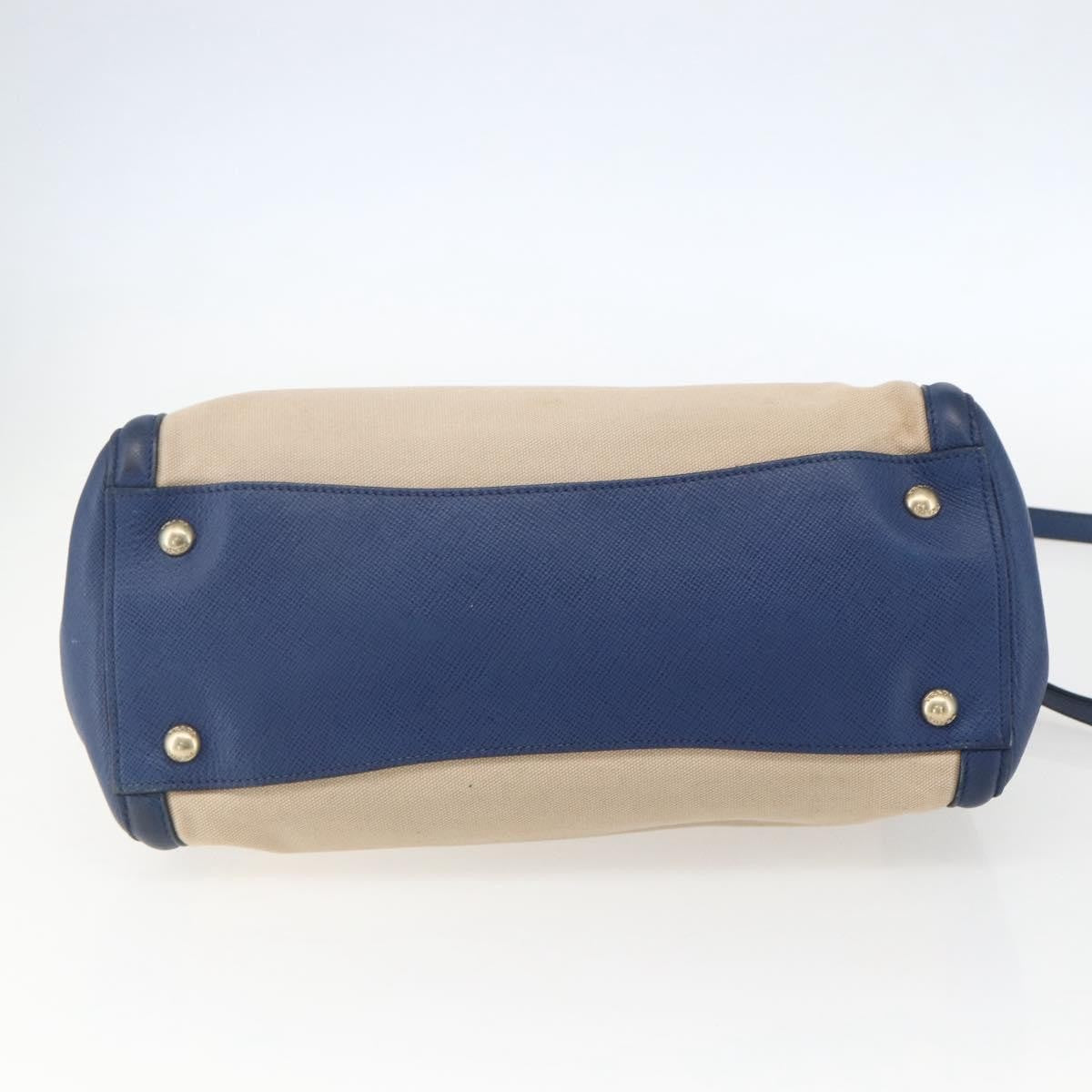 Prada PRADA Hand Bag Canvas 2way Beige Blue Authentic ka891