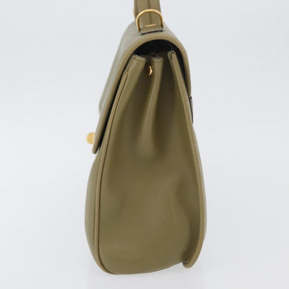Gucci GUCCI Hand Bag Leather Green Gold Authentic YKZ715