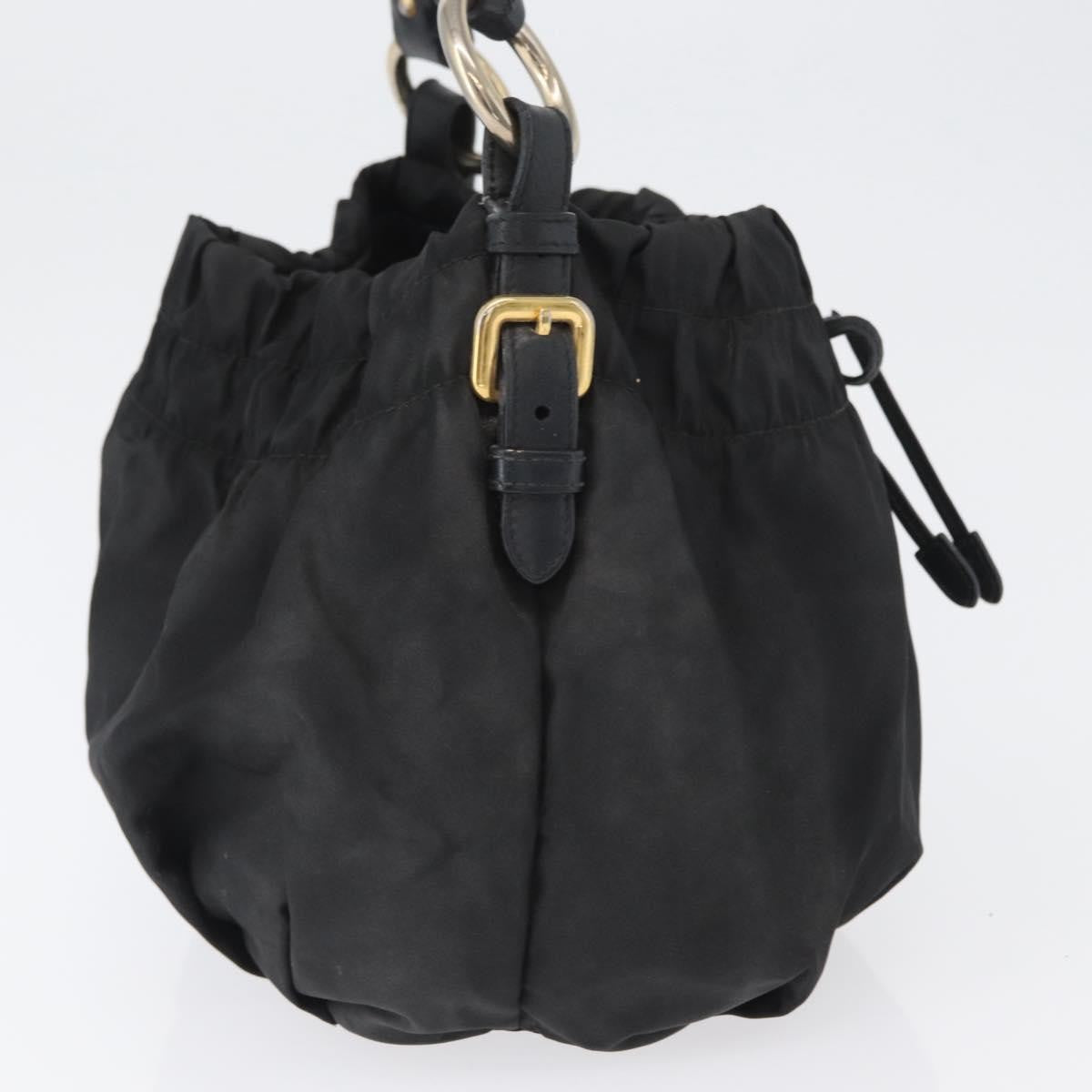 Prada PRADA Hand Bag Nylon Black Gold Authentic 172825