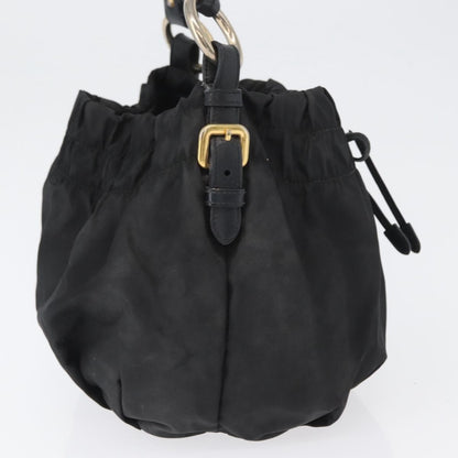 Prada PRADA Hand Bag Nylon Black Gold Authentic 172825