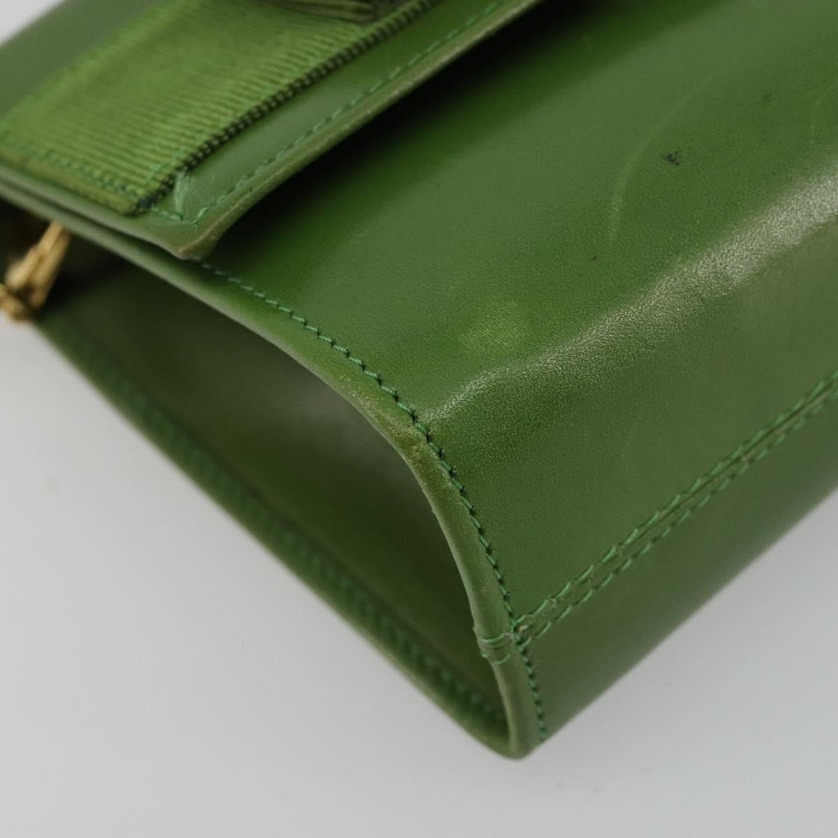 Salvatore Ferragamo Salvatore Ferragamo Vara Ribbon Chain Bag Leather Green Gold Authentic BA12890