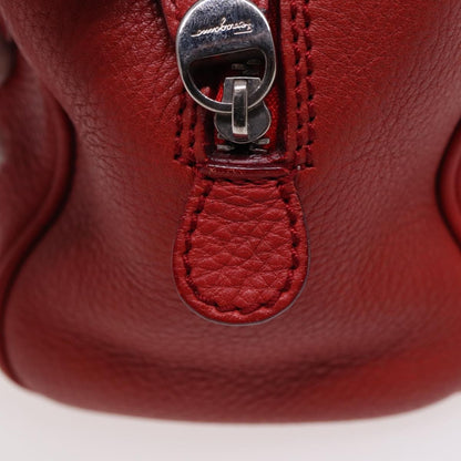 Salvatore Ferragamo Salvatore Ferragamo Gancini Hand Bag Leather 2way Red Authentic 78767