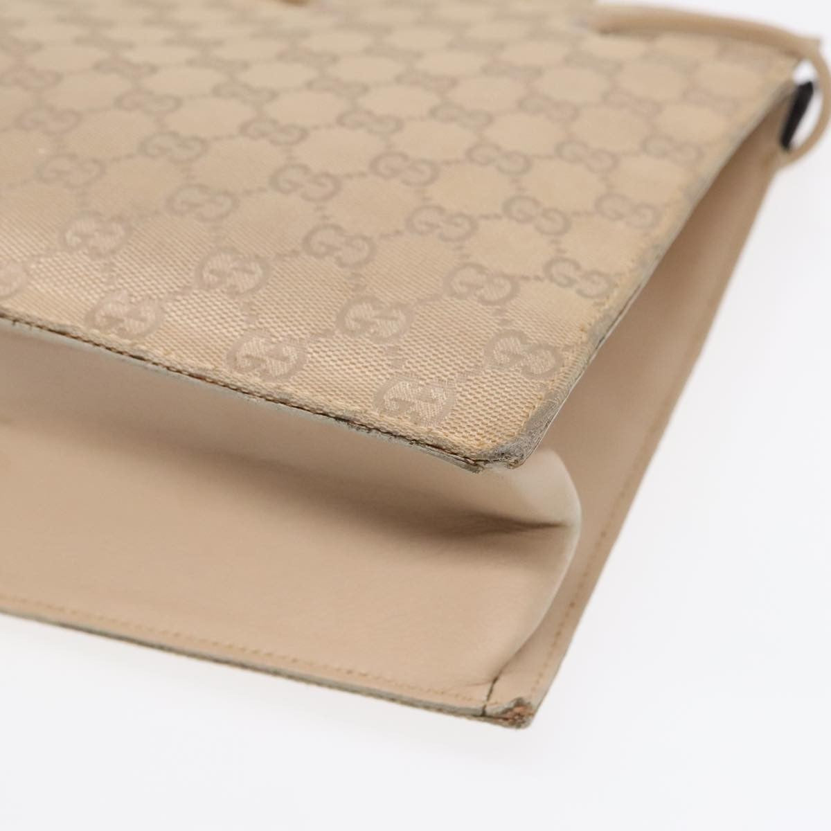 Gucci GUCCI GG Canvas Tote Bag Beige Silver 002 1053 Authentic 90509