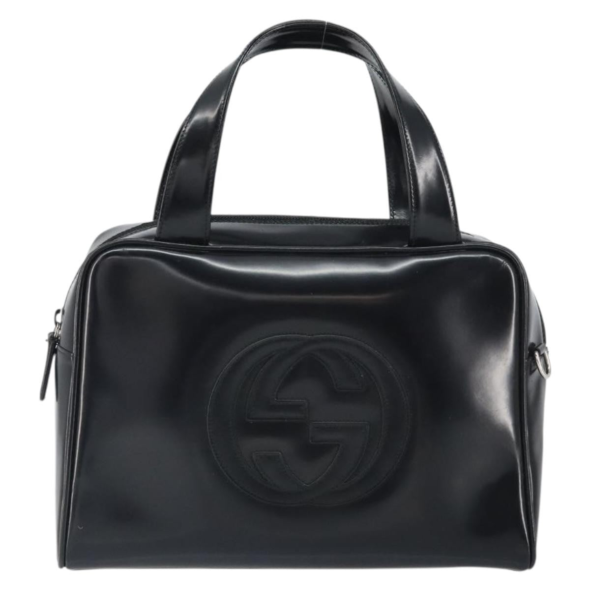 Gucci GUCCI Hand Bag Patent leather Black Silver 000 1274 0505 Authentic ep12647