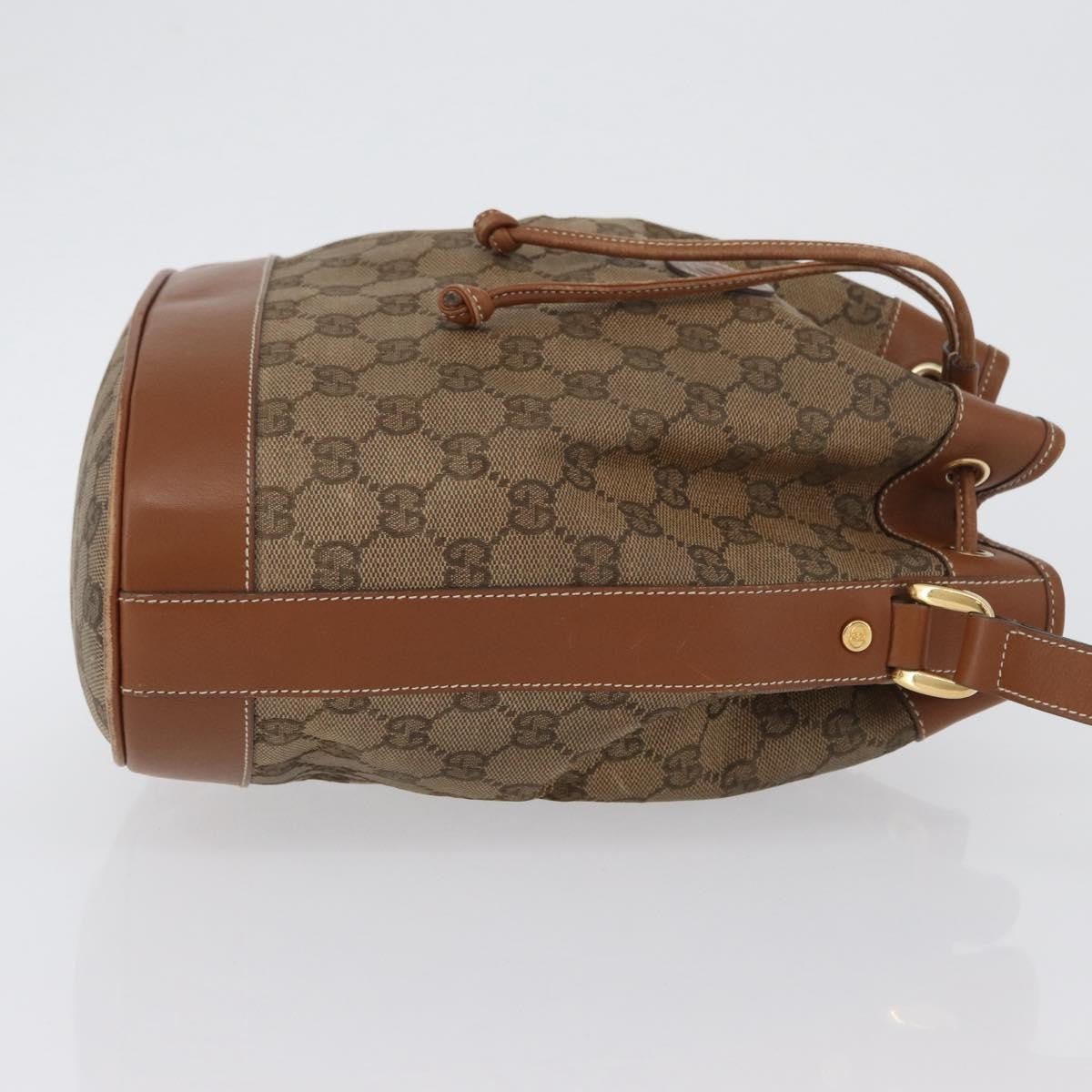 Gucci GUCCI GG Canvas Shoulder Bag Beige Gold Authentic BA10397