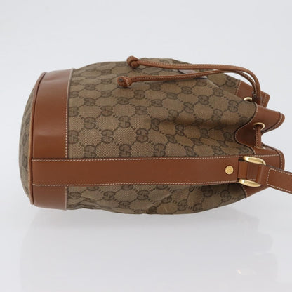 Gucci GUCCI GG Canvas Shoulder Bag Beige Gold Authentic BA10397