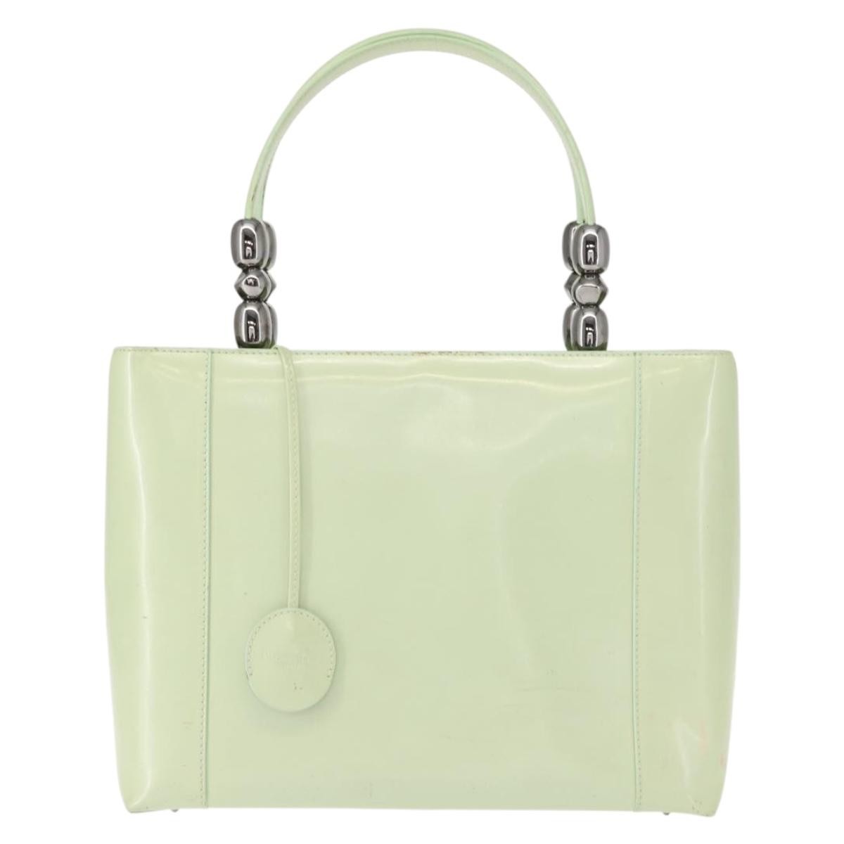 Dior Christian Dior Maris Pearl Hand Bag Enamel Green Authentic 150745