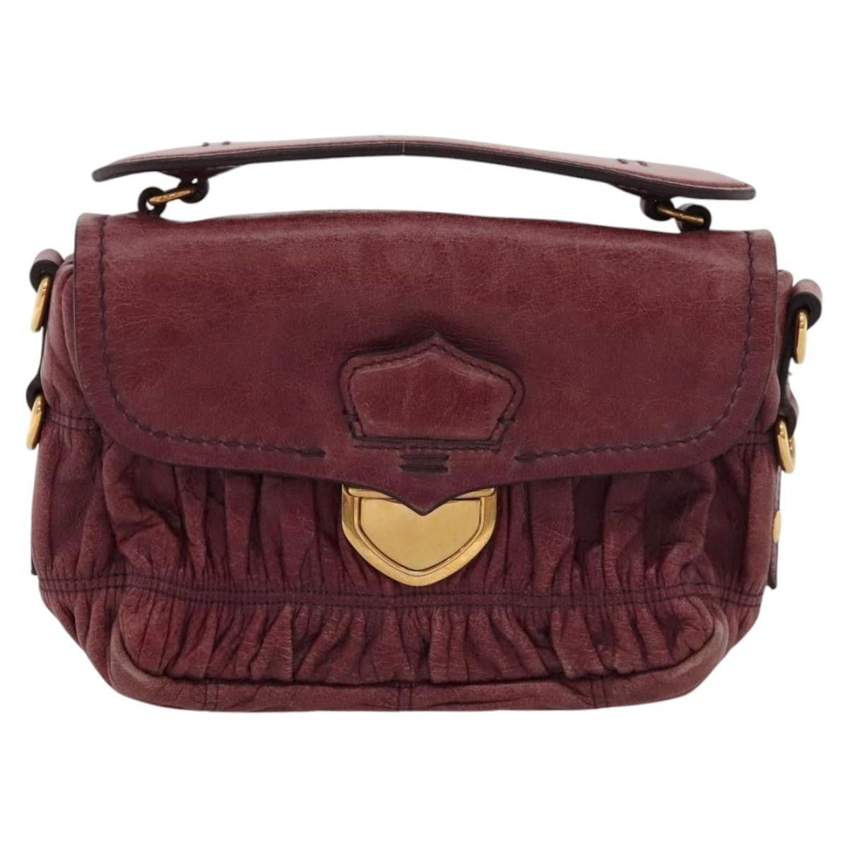 Prada PRADA Shoulder Bag Leather Purple Gold Authentic BD1517