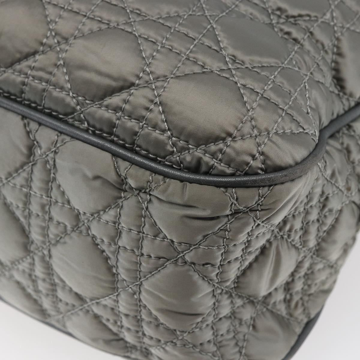 Dior Christian Dior Canage Hand Bag Nylon Gray Silver Authentic 147959
