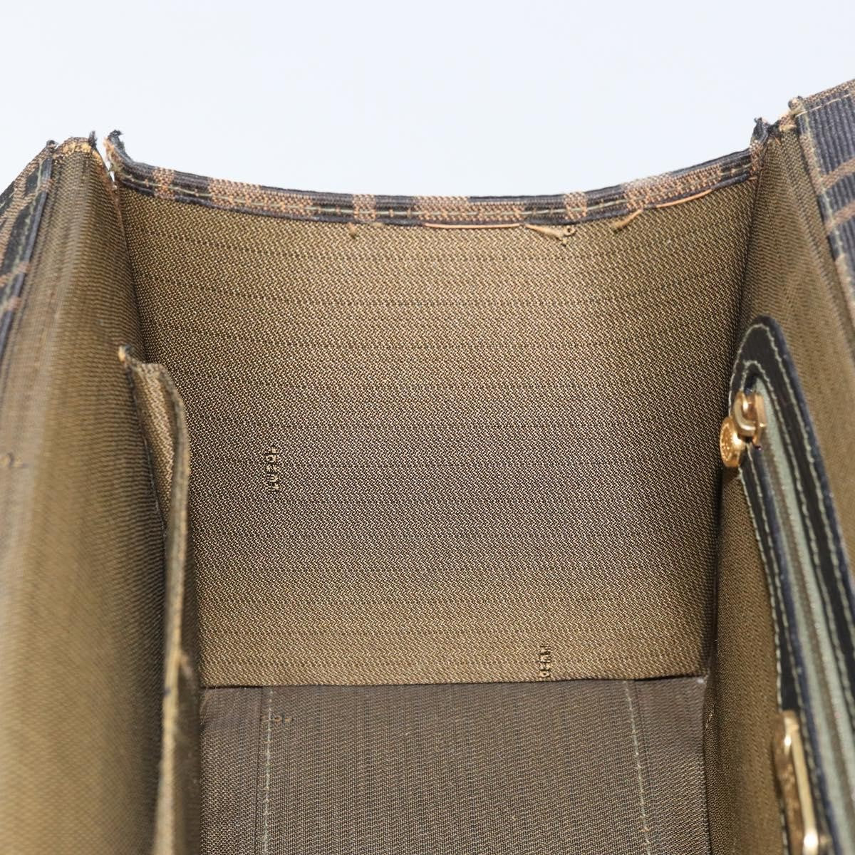 Fendi FENDI Zucca Canvas Vanity Hand Bag Black Brown Authentic 169044