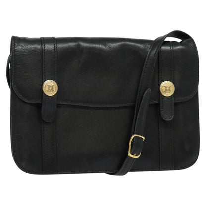 Celine CELINE Shoulder Bag Leather Black Gold Authentic 126895
