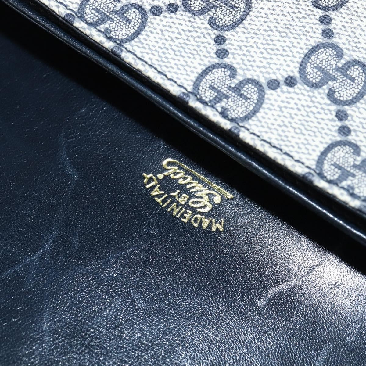 Gucci GUCCI GG Supreme Shoulder Bag PVC Navy Gold Authentic 147854