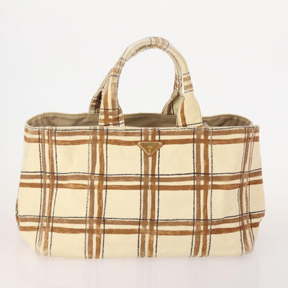 Prada PRADA Canapa Hand Bag Canvas 2 Set Pink Beige Authentic 174968