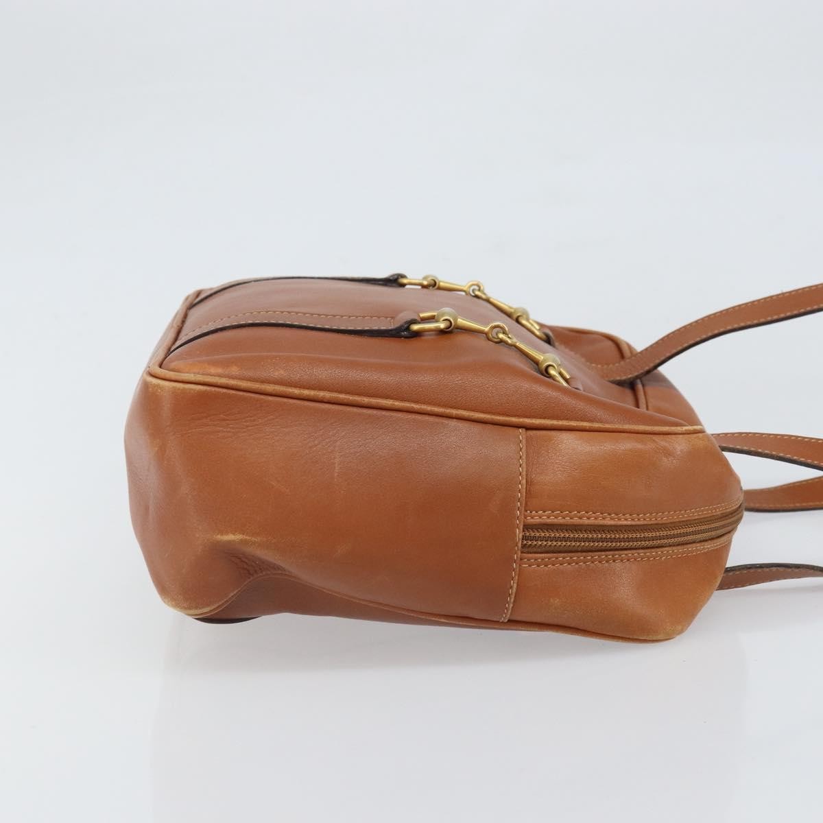Gucci GUCCI Hand Bag Leather Brown Gold Authentic ep13246