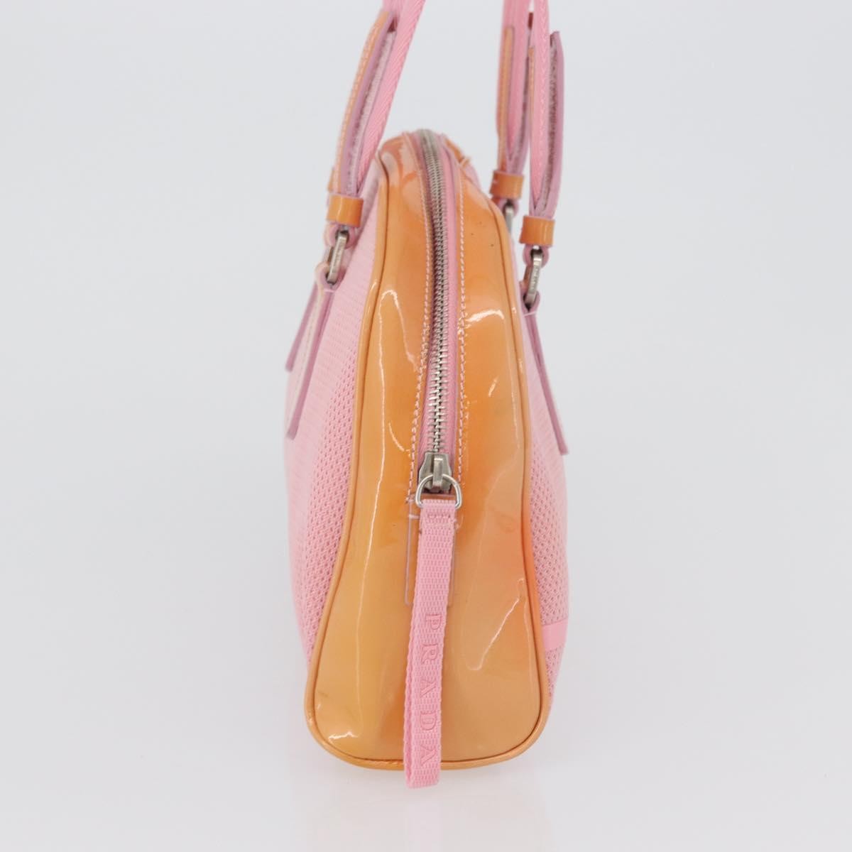 Prada PRADA Hand Bag Canvas Pink Silver Authentic 172212