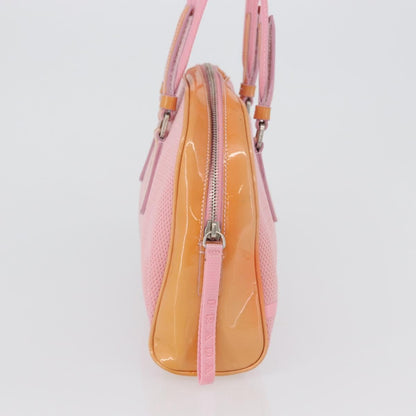 Prada PRADA Hand Bag Canvas Pink Silver Authentic 172212