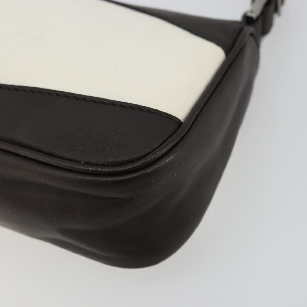 Gucci GUCCI Hand Pouch Bag Canvas Leather Brown White 92821 Authentic 177484A