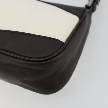 Gucci GUCCI Hand Pouch Bag Canvas Leather Brown White 92821 Authentic 177484A