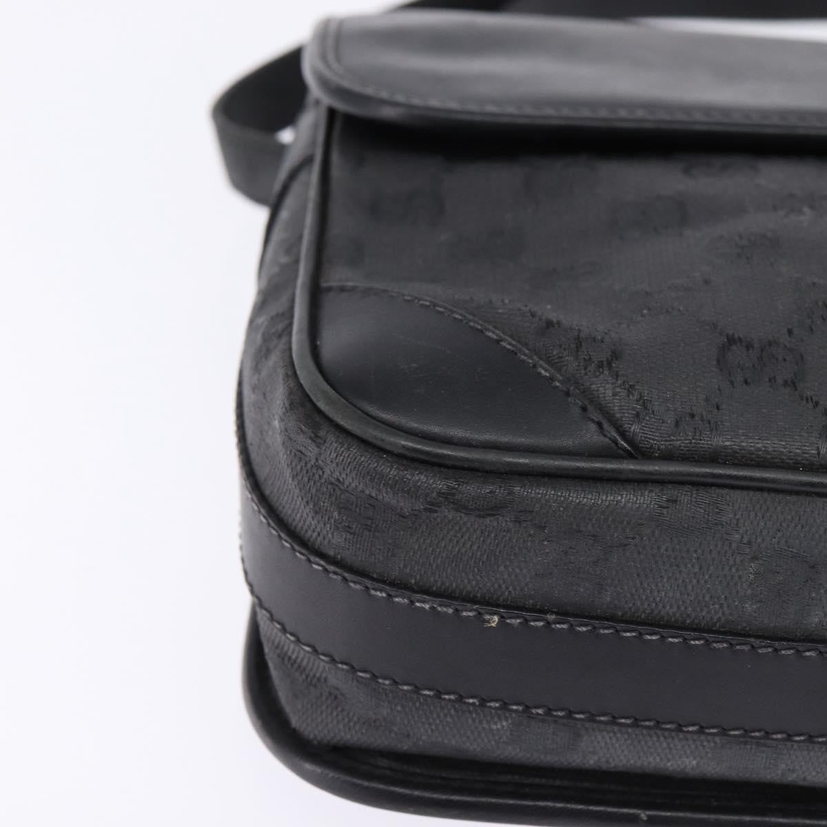 Gucci GUCCI GG Canvas Shoulder Bag Black Gold 001 261 0613 Authentic 144610