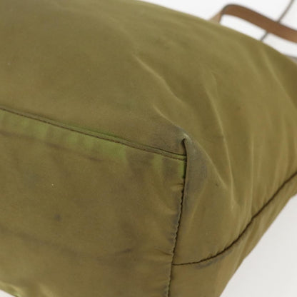 Prada PRADA Hand Bag Nylon Khaki Gold Authentic 159131
