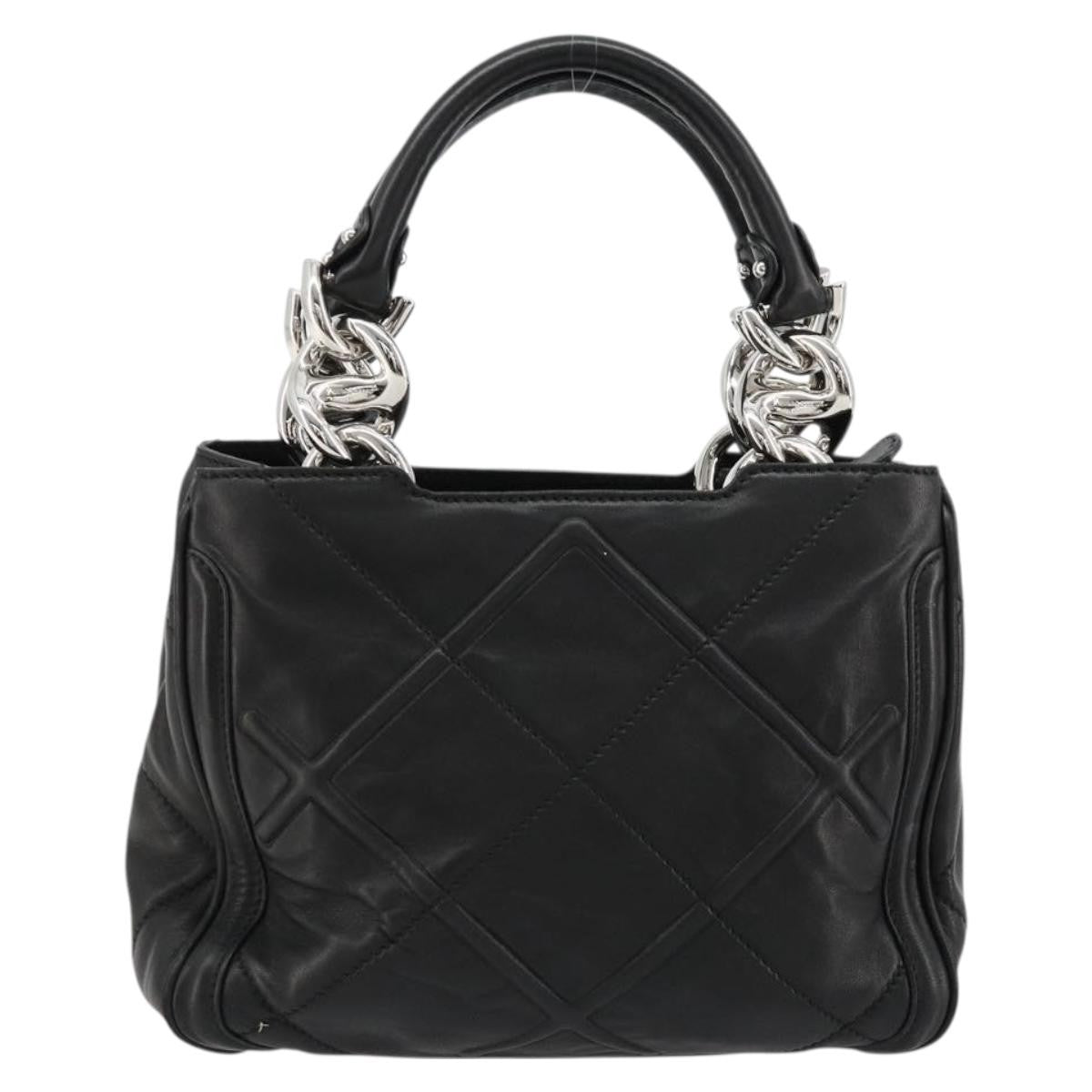 Salvatore Ferragamo Salvatore Ferragamo Hand Bag Leather Black Silver Authentic 178908A