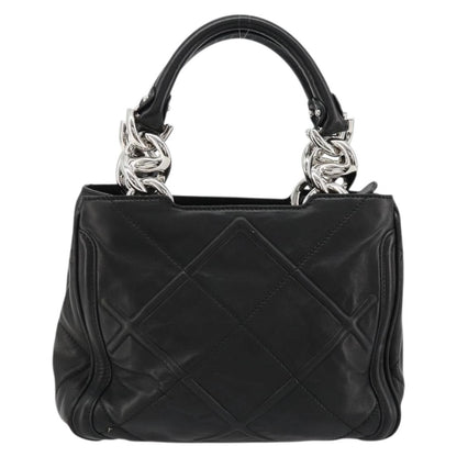 Salvatore Ferragamo Salvatore Ferragamo Hand Bag Leather Black Silver Authentic 178908A