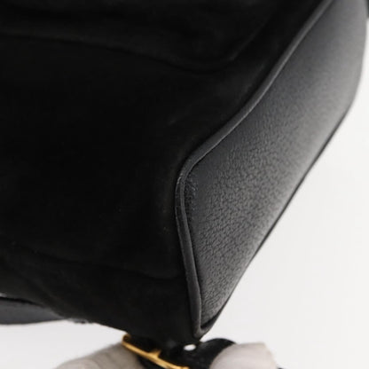 Gucci GUCCI Bamboo Backpack Suede Black Gold 003 58 0030 Authentic ep11366 Bag
