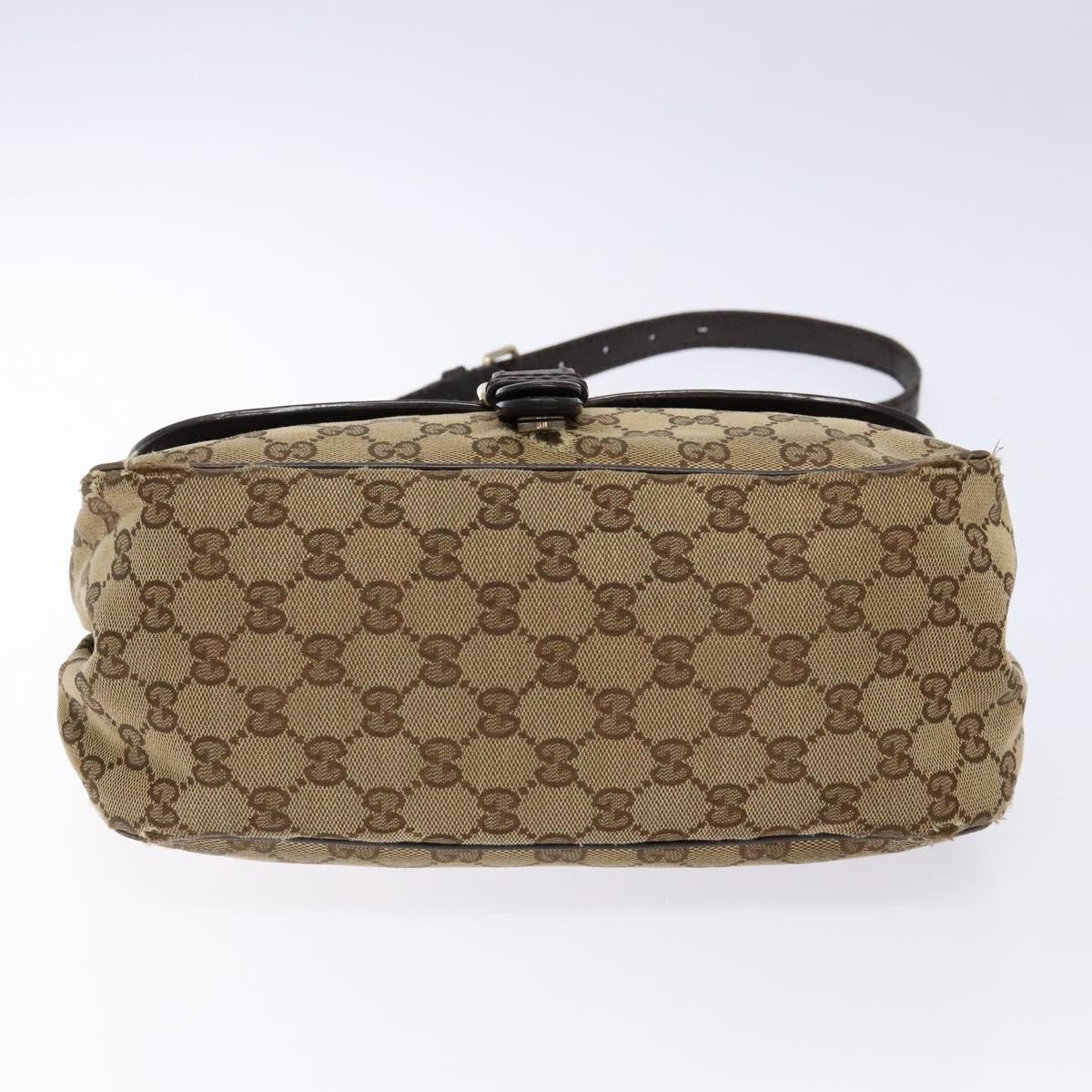 Gucci GUCCI GG Canvas Shoulder Bag Beige Silver Brown 308452 Authentic bs28633