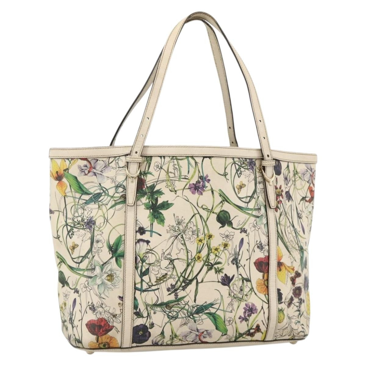 Gucci GUCCI Tote Bag PVC Ivory Gold 309613 Authentic ka3786