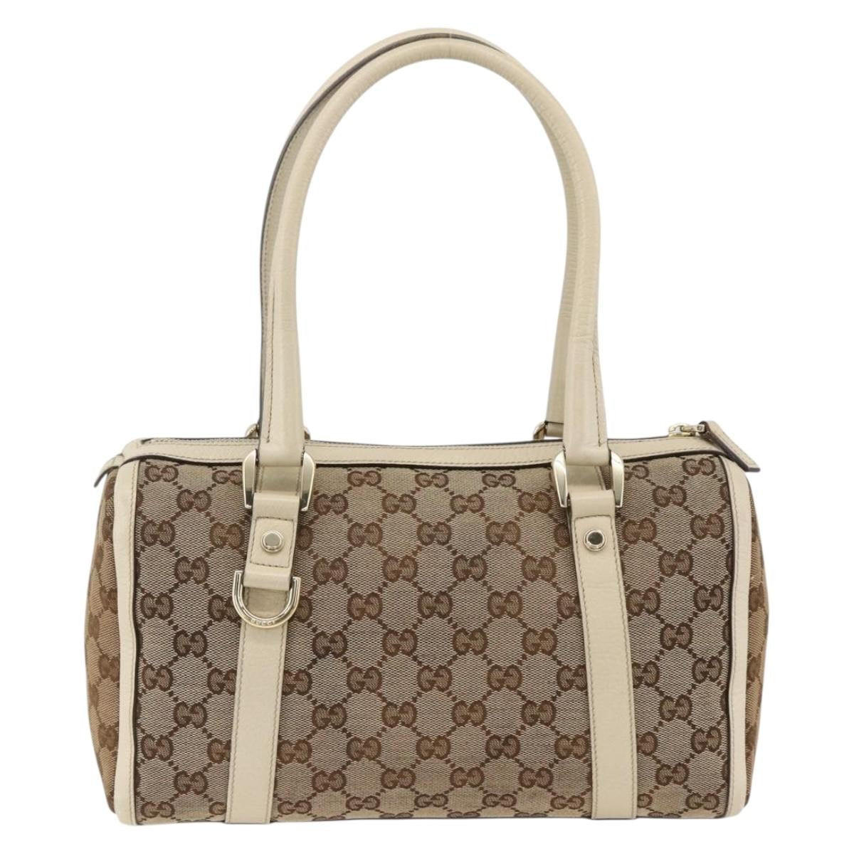 Gucci GUCCI GG Canvas Hand Bag Beige Gold 130942 Authentic BSZ194