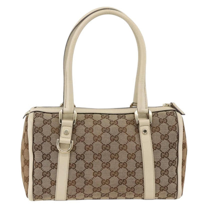 Gucci GUCCI GG Canvas Hand Bag Beige Gold 130942 Authentic BSZ194