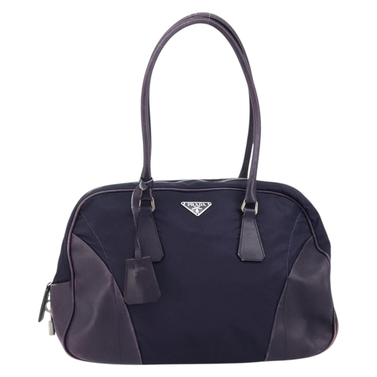 Prada PRADA Boston Bag Nylon Purple Silver Authentic ep13475