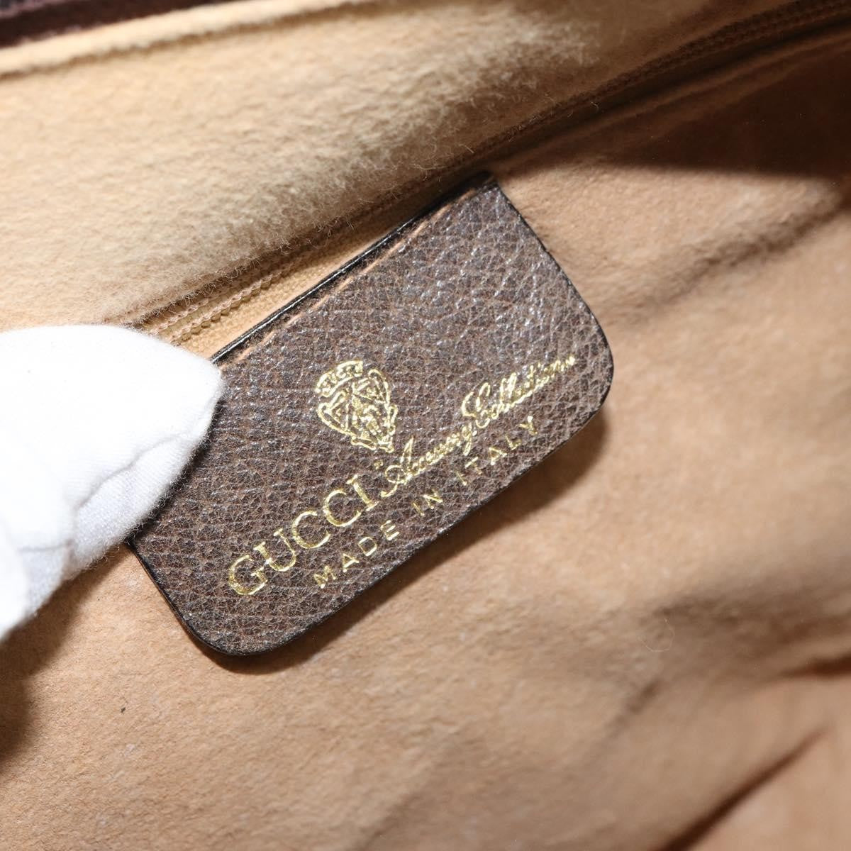 Gucci GUCCI GG Supreme Web Sherry Line Boston Bag PVC Beige Gold 010 378 Authentic 159328