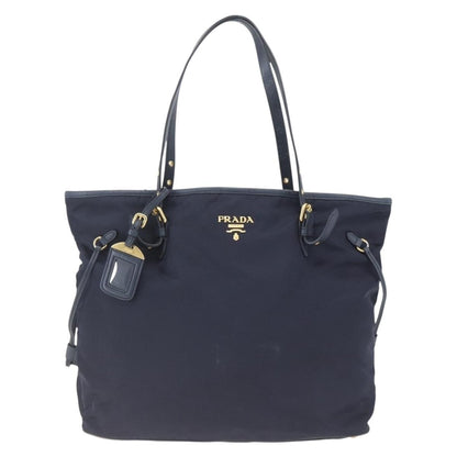 Prada PRADA Tote Bag Nylon Navy Gold Authentic 166304