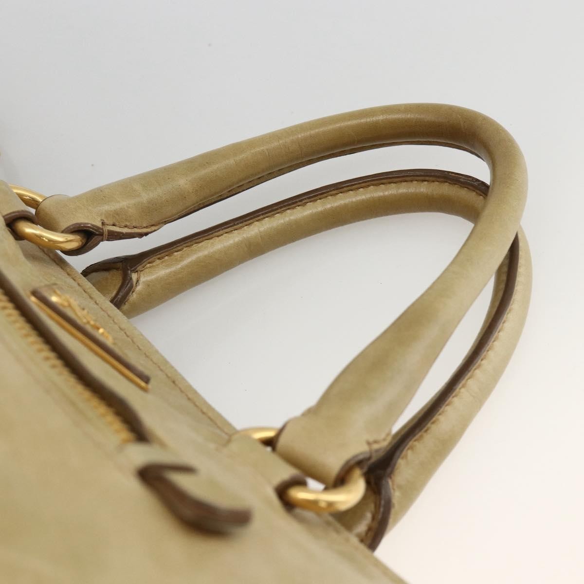 Prada PRADA Hand Bag Leather 2way Beige Gold Authentic 174345