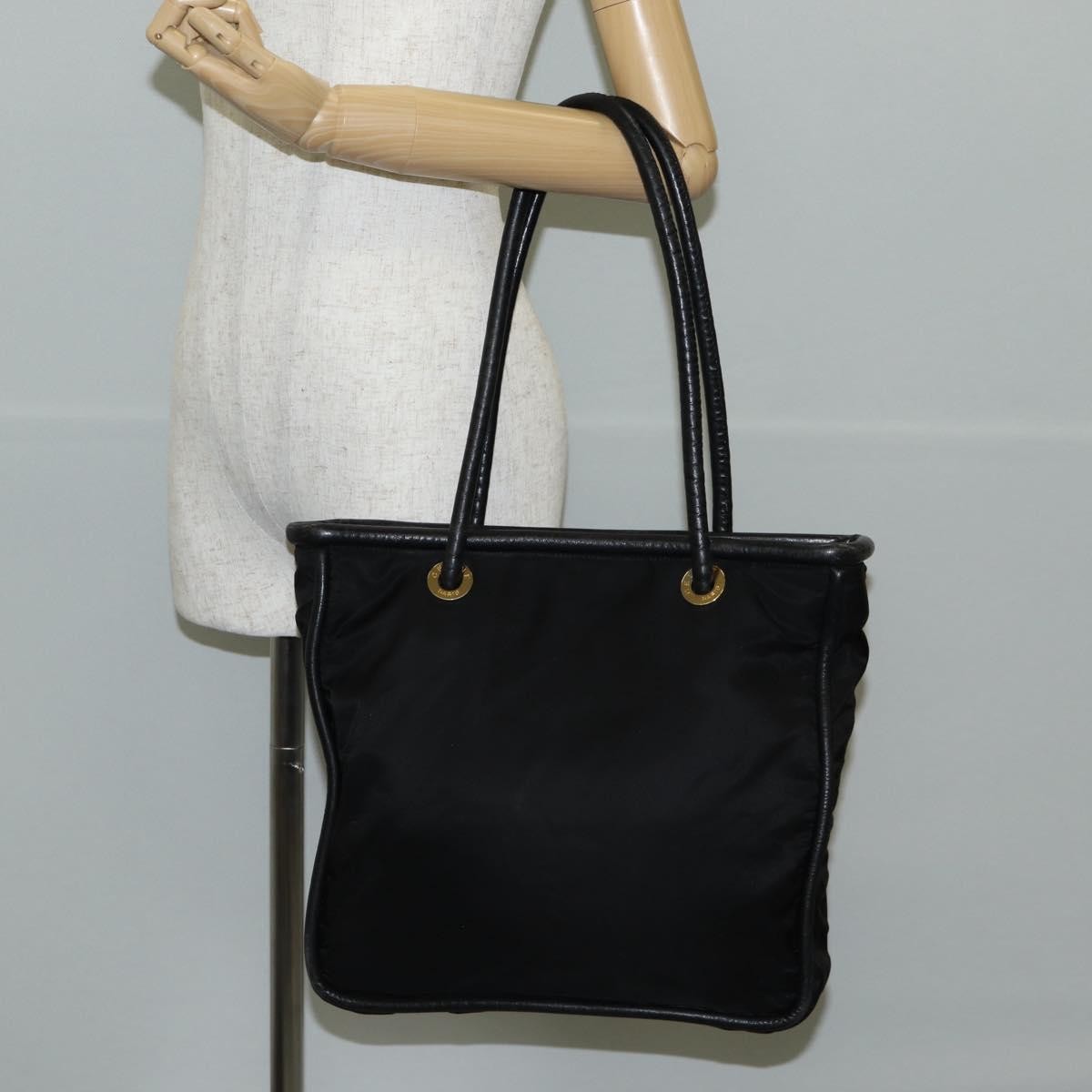 Celine CELINE Tote Bag Nylon Black Gold Authentic 136206