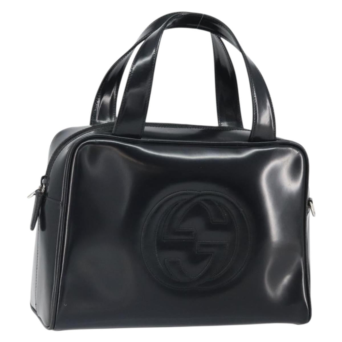 Gucci GUCCI Hand Bag Patent leather Black Silver 000 1274 0505 Authentic ep12647
