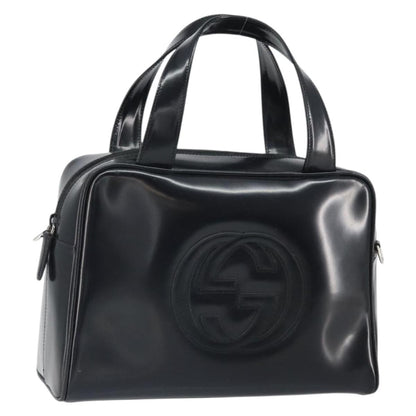 Gucci GUCCI Hand Bag Patent leather Black Silver 000 1274 0505 Authentic ep12647