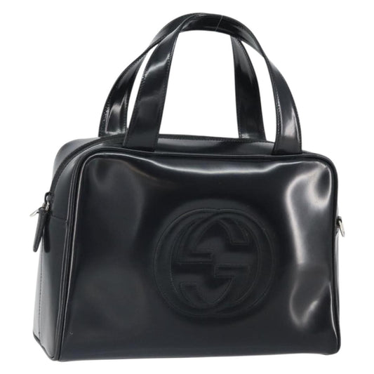 Gucci GUCCI Hand Bag Patent leather Black Silver 000 1274 0505 Authentic ep12647