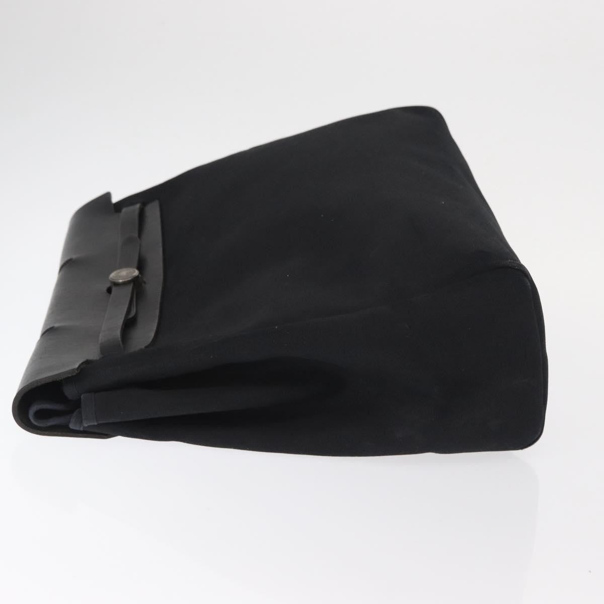 Hermès Hermès HERMES Herbag MM Hand Bag Canvas Leather Black Silver Authentic gh1501