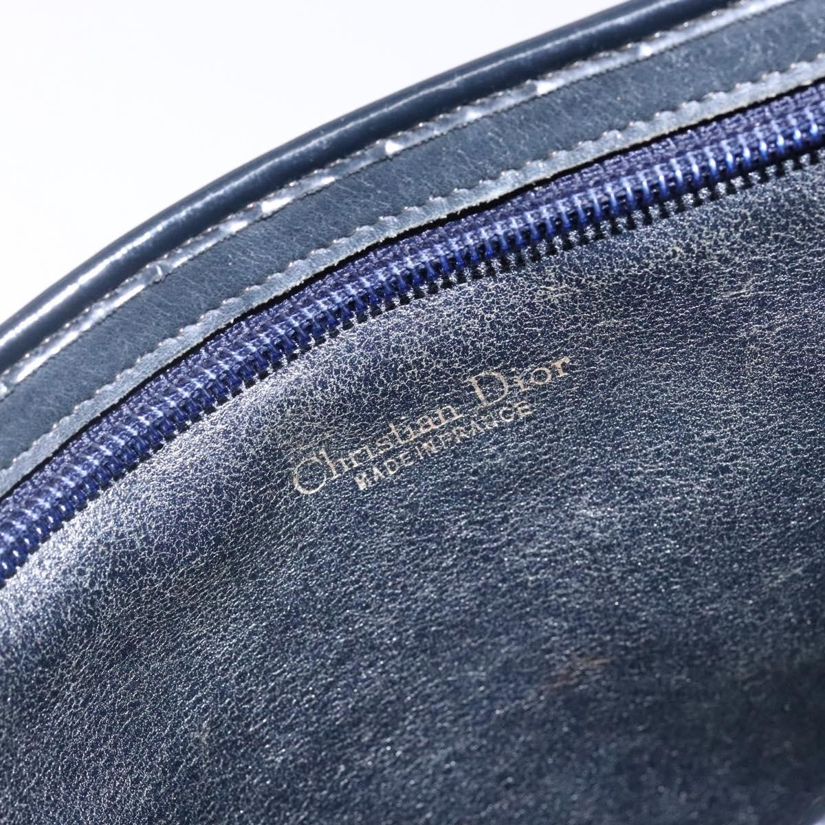 Dior Christian Dior Trotter Canvas Shoulder Bag Navy Gold Authentic 141525