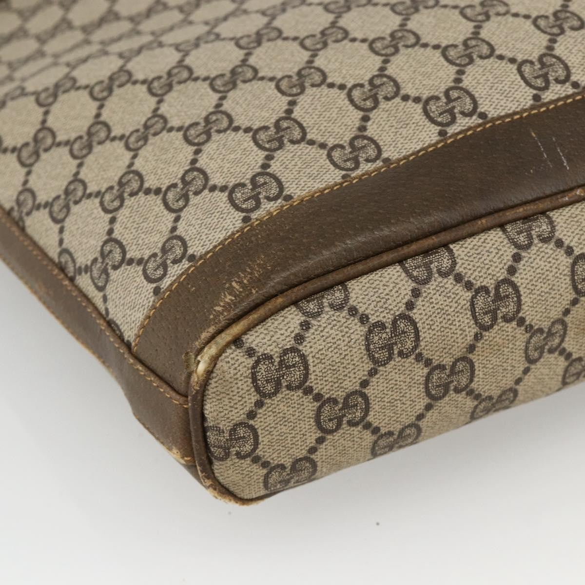 Gucci GUCCI GG Supreme Shoulder Bag PVC Beige Gold Authentic bs34284