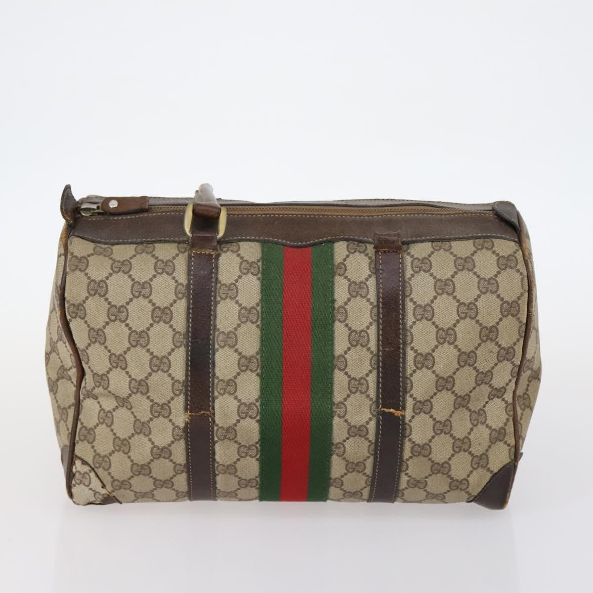 Gucci GUCCI GG Supreme Web Sherry Line Shoulder Bag PVC 2 Set Beige Authentic gh1006