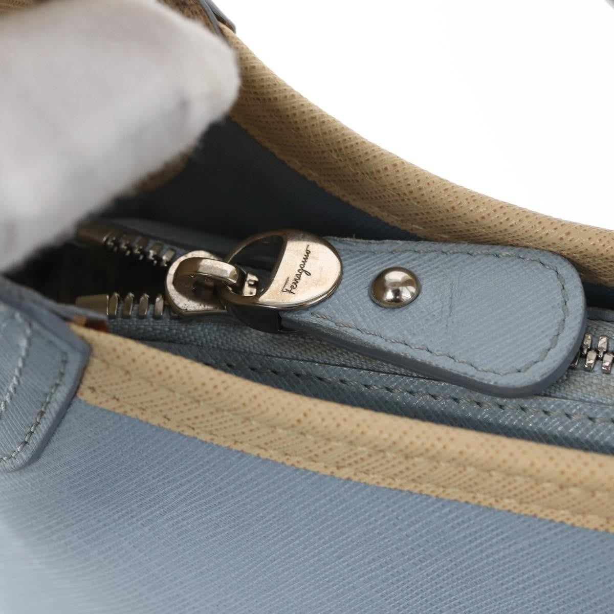 Salvatore Ferragamo Salvatore Ferragamo Gancini Shoulder Bag Leather Light Blue Silver Authentic fm5224