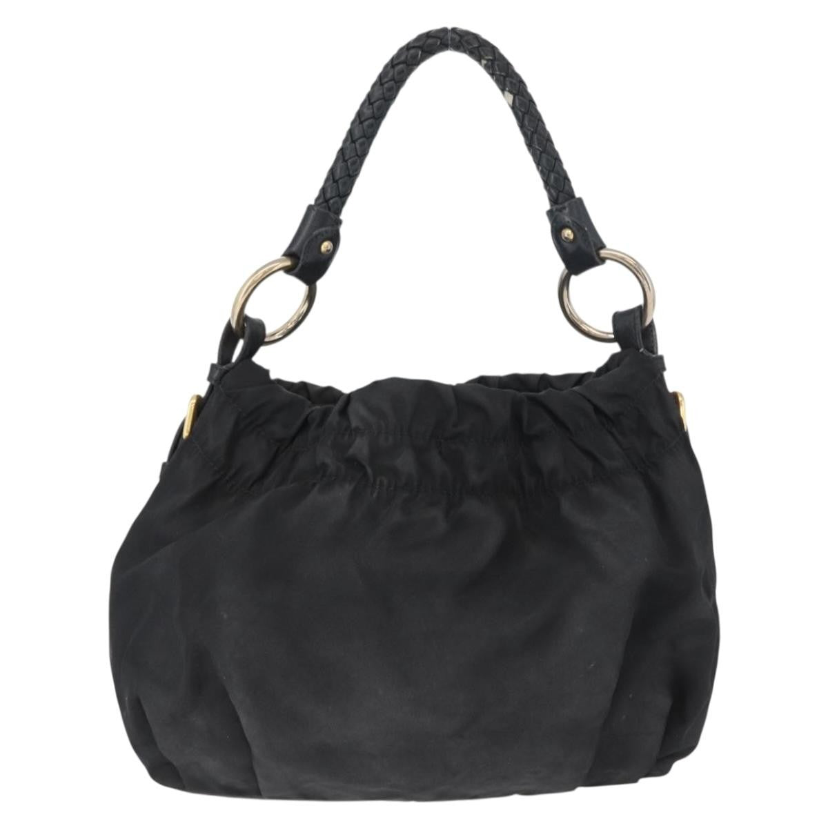 Prada PRADA Hand Bag Nylon Black Gold Authentic 172825